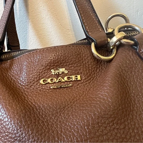 Coach Kelsey Small Satchel Bag Brown Pebbled Leather Gold Hardware G1892-F28993 - Picture 12 of 13